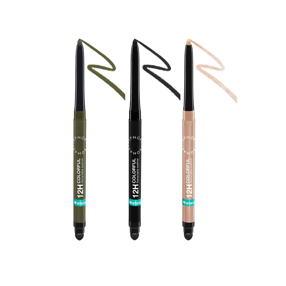 Sephora Collection Waterproof Retractable Eyeliner 3 pc Black Olive Champagne